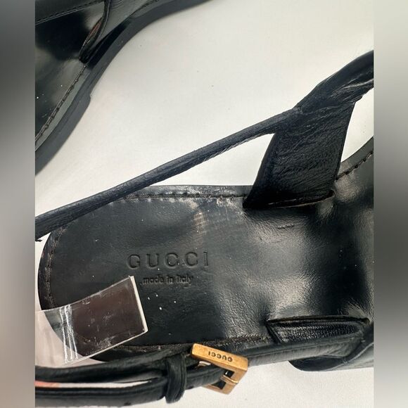 Gucci Siryo GG Web Strap Flat Leather Sandals Interlocking Black Thong EU 36.5 - Picture 8 of 12